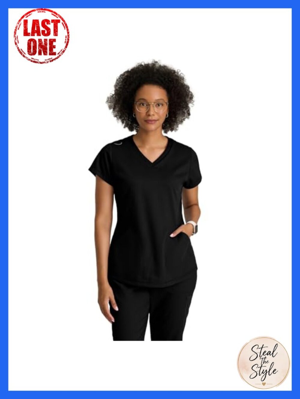 Womens V-Neck Scrub Top 3 Pocket Medical Workwear Natural Stretch